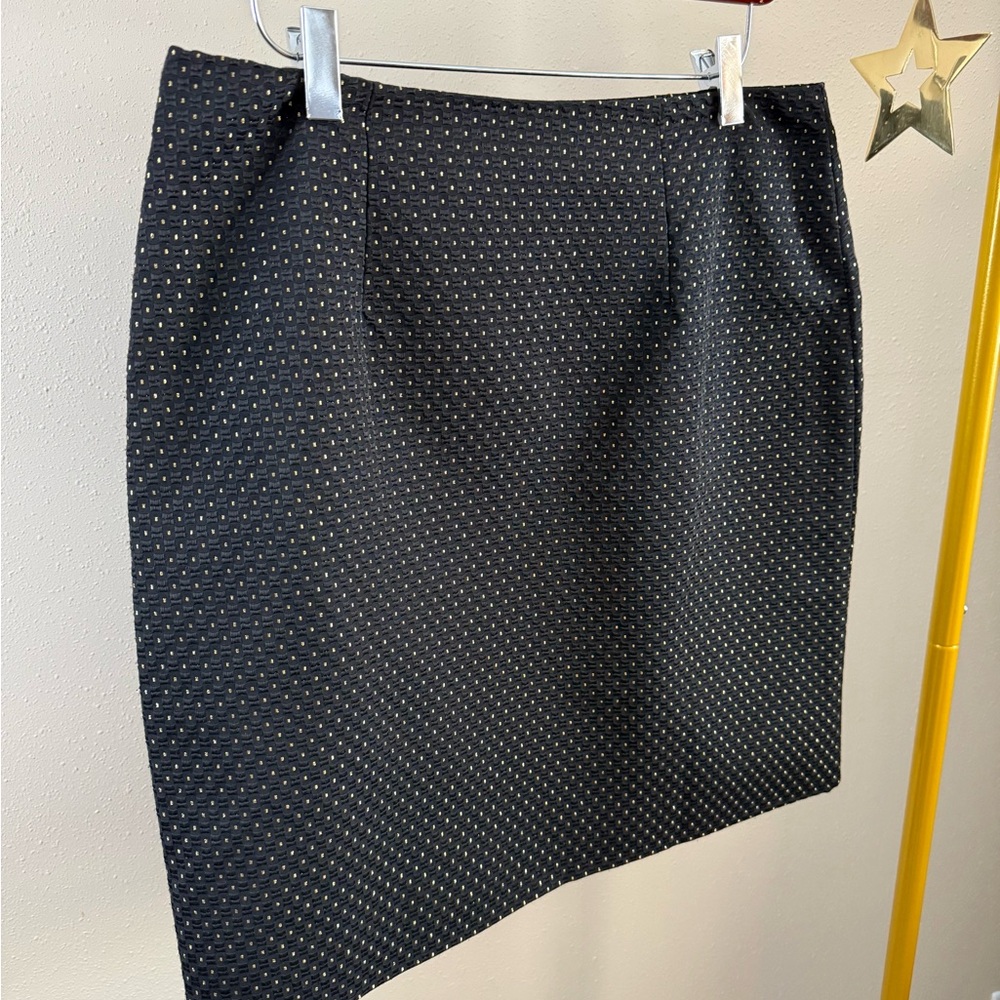 Ann Taylor Factory Black Gold Textured Pencil Skirt Size 6 Career Office